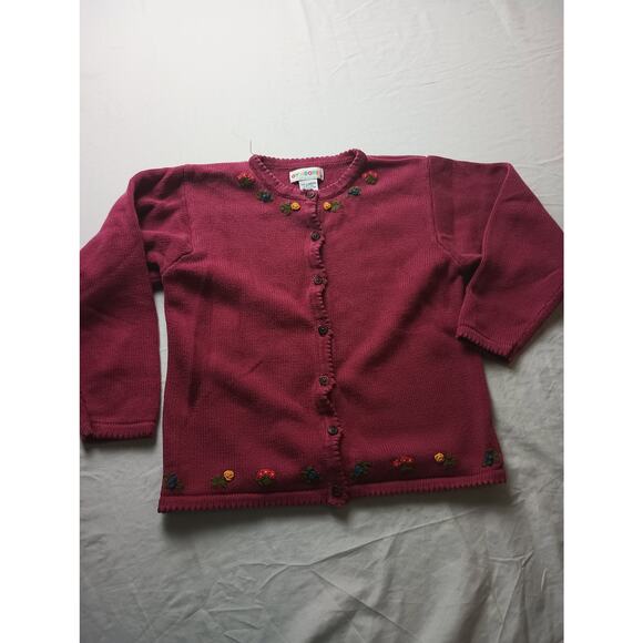 Gymboree Vintage 90s Rainbow Tag Sweater Cardigan Button dainty floral Size 6/7 - Picture 1 of 6